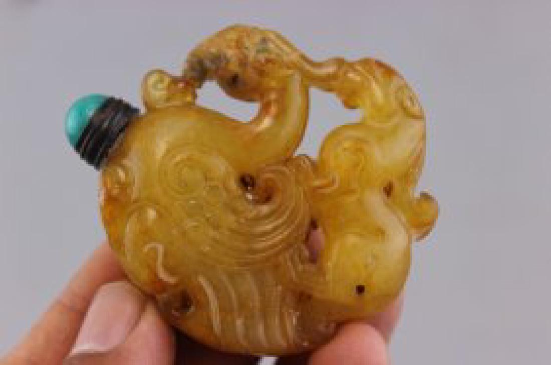 Jade hand-carved ancient beast snuff bottle (1 of 1)