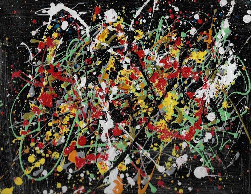 Jackson Pollock Abstract Painting on Paper: Jackson Pollock Abstract Painting on Paper -Approx Painting Size: 11 x 15 Inches. Painting is done in the modern, abstract expressionist style for which Pollock is known. It is being sold in the manne