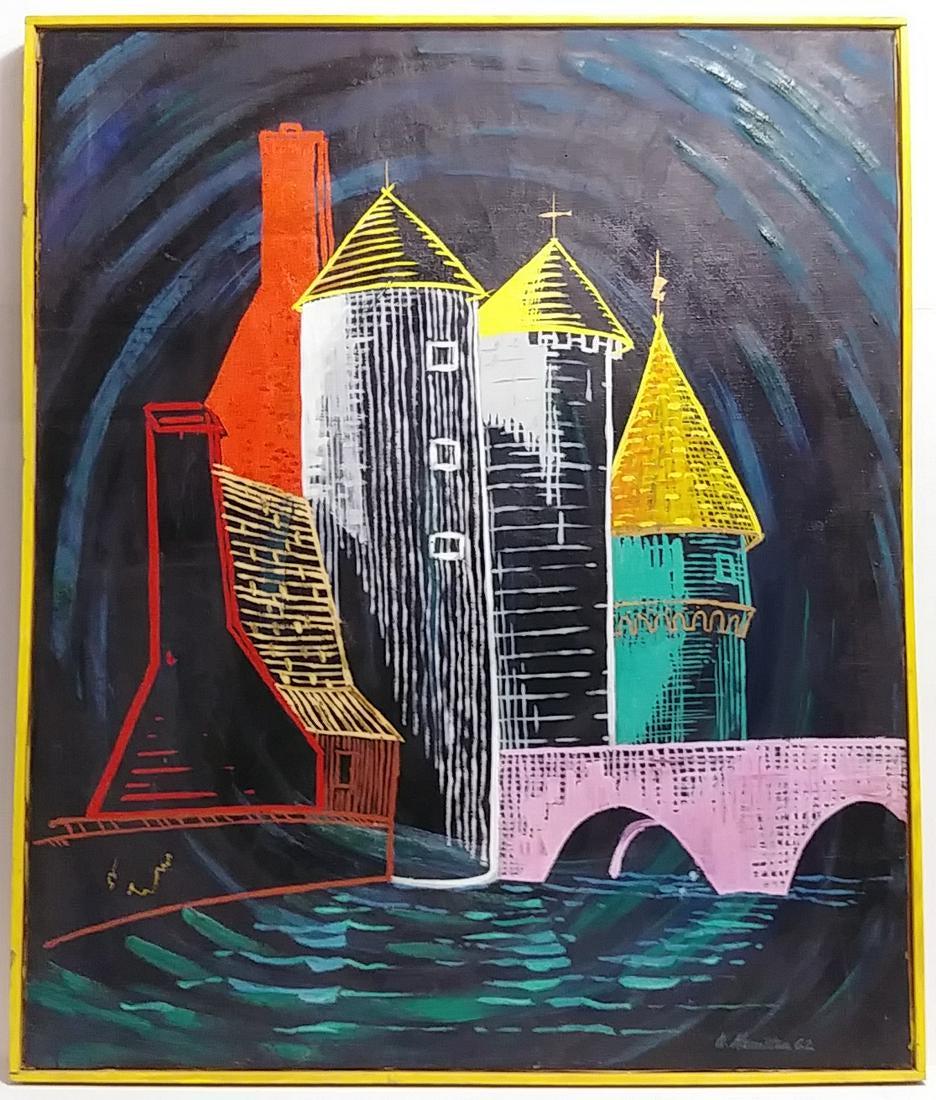 1962 Walter Hamilton Oil Painting on Canvas-Signed-Fram (1 of 3)