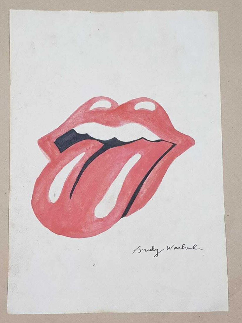 ANDY WARHOL  DRAWING ON PAPER SIGNED AND STAMP (1 of 2)