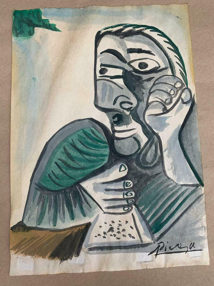 Pablo Picasso DRAWING ON PAPER SIGNED AND SEALED (1 of 2)