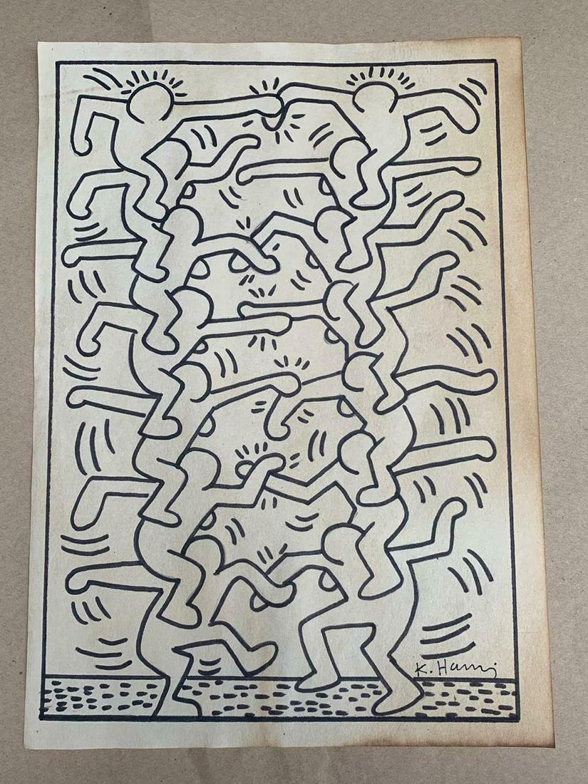 KEITH HARING  DRAWING ON PAPER SIGNED (1 of 2)