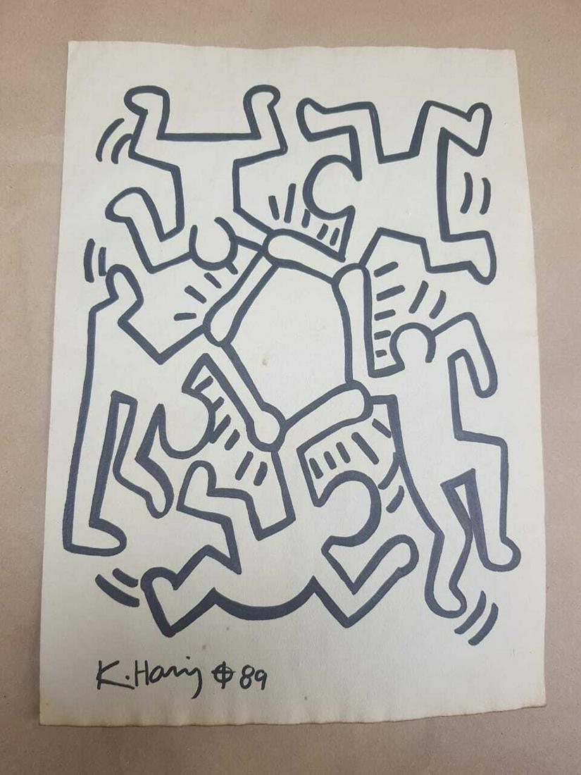 KEITH HARING DRAWING ON PAPER SIGNED (1 of 2)