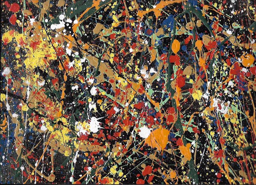 Jackson Pollock Abstract Painting on Paper: Jackson Pollock Abstract Painting on Paper -Approx Painting Size: 11 x 15 Inches. Painting is done in the modern, abstract expressionist style for which Pollock is known. It is being sold in the manne