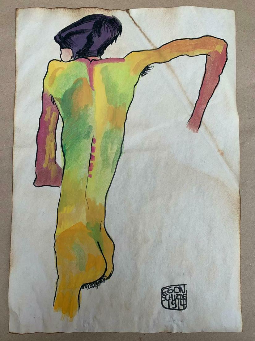 EGON SCHIELE DRAWING ON PAPER SIGNED AND STAMPED (1 of 2)