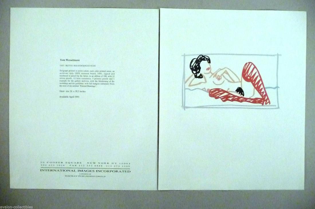 Tom Wesselmann (American,1931-2004) Art Gallery Exhibit: Tom Wesselmann (American, 1931-2004) Art Gallery Exhibit Two-Page PRINT AD - 1991 ~Red Stockinged Nude
