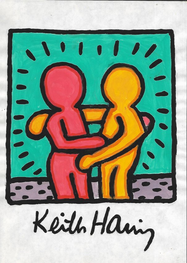 KEITH HARING DRAWING ON PAPER SIGNED (1 of 1)