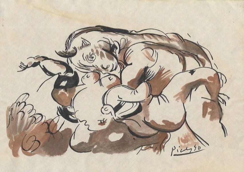 PABLO PICASSO DRAWING ON PAPER SIGNED (1 of 2)