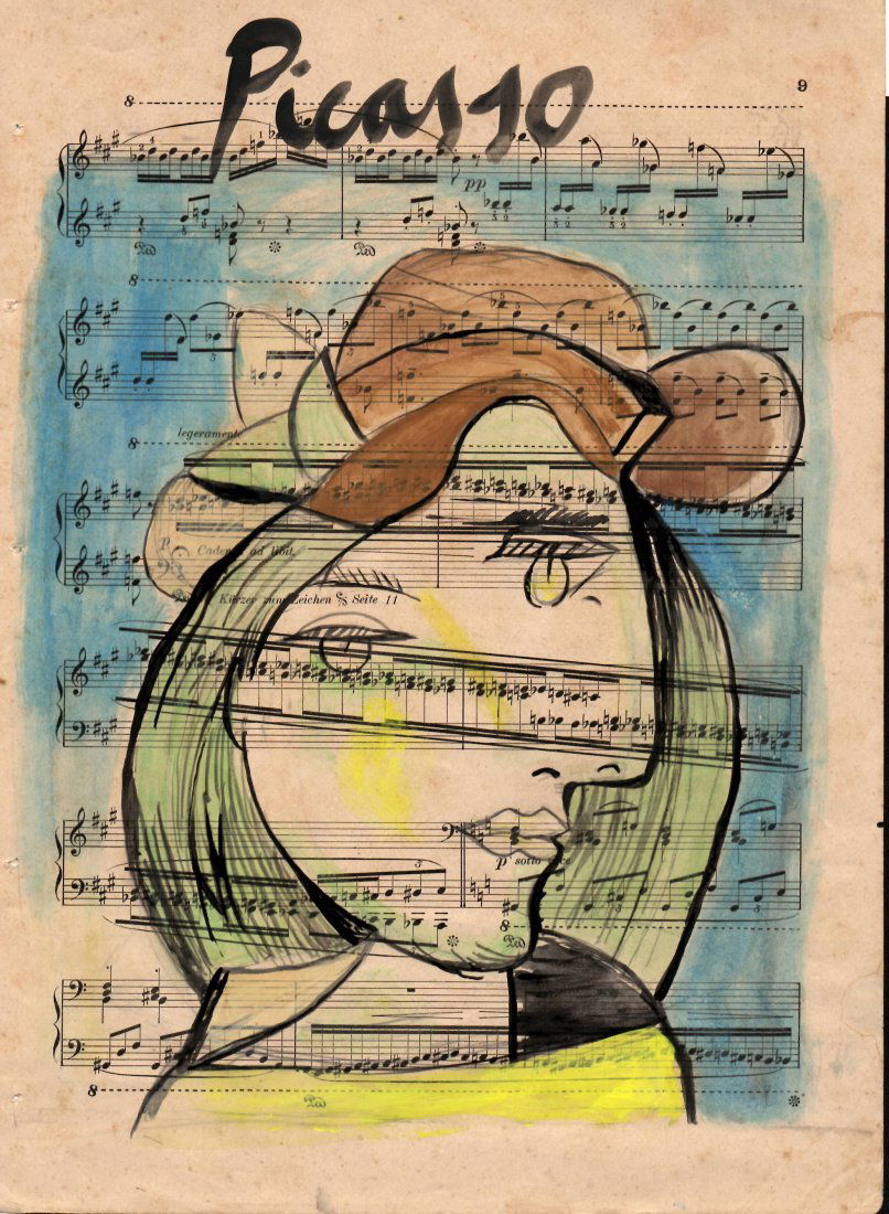 PABLO PICASSO DRAWING ON PAPER SIGNED (1 of 2)