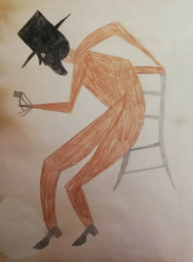 Bill Taylor Outsider Artist Painting on Paper: Bill Taylor Outsider Artist Painting on paper. Size:11 x 8 inches. Watercolor on paper.This work is being offered as-is, as in manner of or as after the artist. William -Bill- Traylor (April 1, 1853��