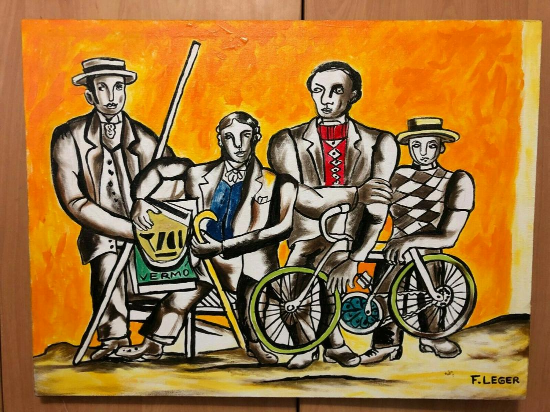 FERNAND LEGER FRENCH Oil Painting On Canvas: FERNAND LEGER FRENCH Oil Painting On Canvas Sold in the manner of Artist. Unframed. Size: 29.5 x 22 . Provenance: NY Collector. NO documents or Authenticity. Sold as is.