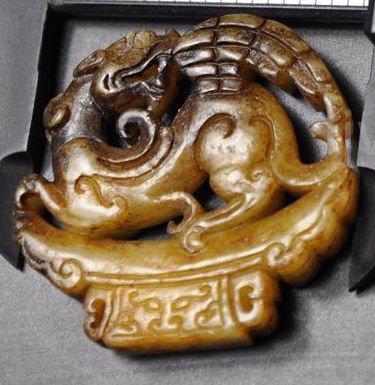 Ancient Natural Jade Hand-Carved Beast Statue Pendant; (1 of 1)