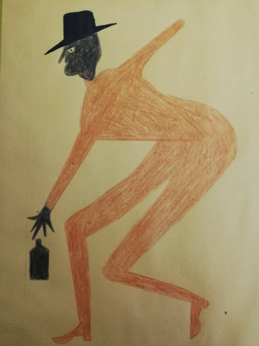 Bill Taylor Outsider Artist Painting on Paper: Bill Taylor Outsider Artist Painting on Paper. Size: 11 x 8 inches. Watercolor on paper.This work is being offered as-is, as in manner of or as after the artist. William -Bill- Traylor (April 1, 1853�