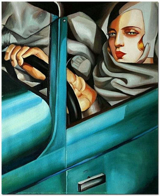 Tamara de Lempicka Oil Painting On Canvas: Tamara de Lempicka Oil Painting On Canvas manner of Artist . Unframed. Size: 24 x 36 . Provenance: NY Collector. NO documents or Authenticity. Sold as is.