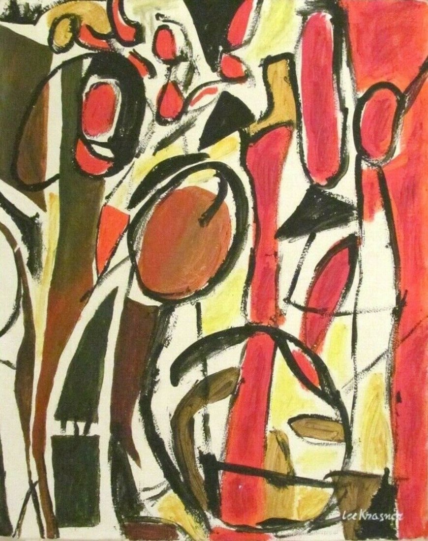 Signed Lee Krasner Modern Art oil painting: Signed Lee Krasner Modern Art 20th Century Abstract oil Painting on Canvas ,"Lee" Krasner was an American abstract expressionist painter, with a strong speciality in collage, who was married to Jackso