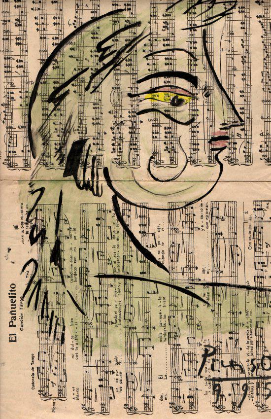 PABLO PICASSO DRAWING ON PAPER SIGNED (1 of 2)