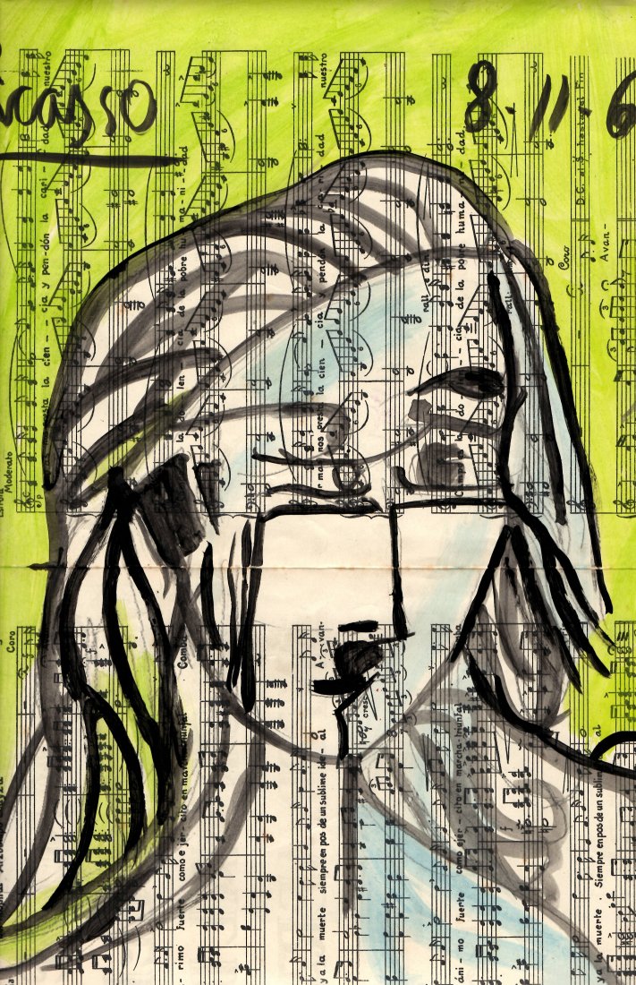 PABLO PICASSO DRAWING ON PAPER SIGNED (1 of 2)