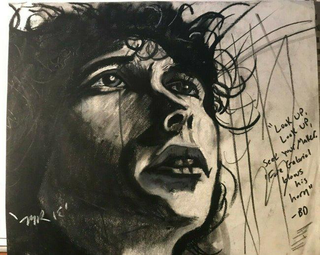 Bob Dylan Outsider Artist Charcoal  Original drawing (1 of 1)