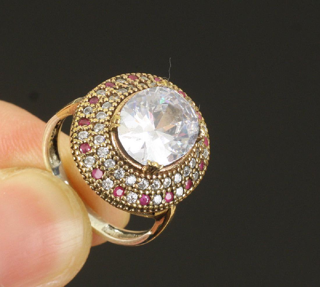 RUBY TOPAZ .925 SILVER & BRONZE RING (1 of 3)