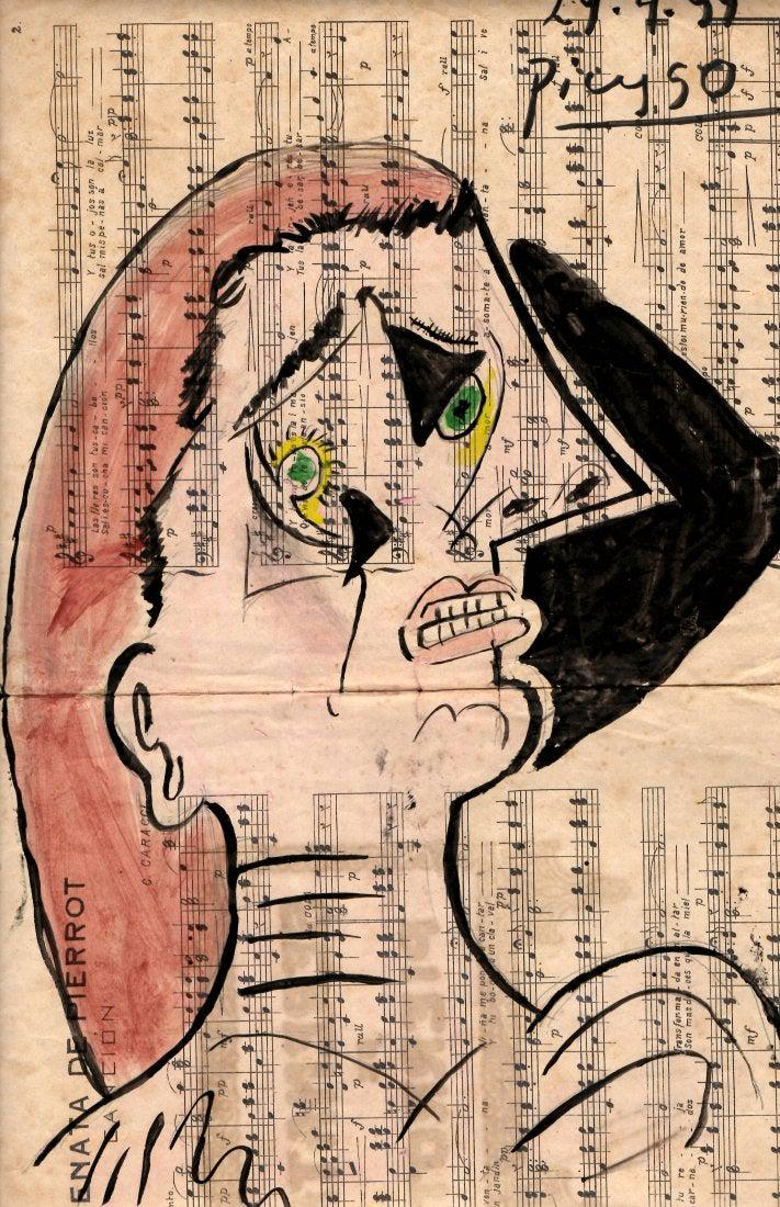 PABLO PICASSO DRAWING ON PAPER SIGNED (1 of 2)