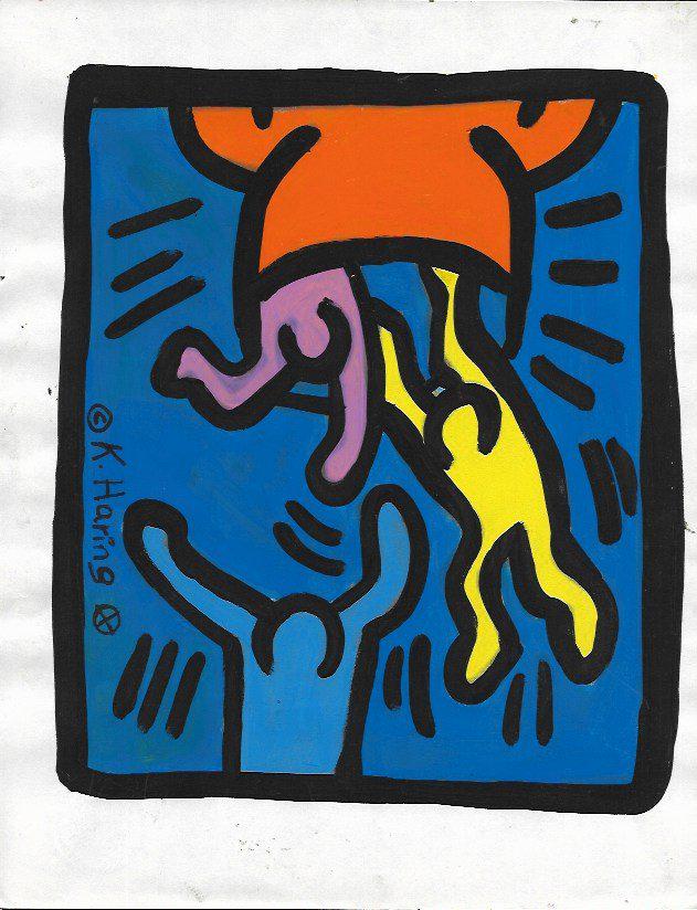 Keith Haring Mix Media Drawing Signed: Keith Haring Mix Media Drawing Signed. New York Collection. Keith Allen Haring (May 4, 1958. February 16, 1990) was an American artist whose pop art and graffiti-like work grew out of the New York Cit