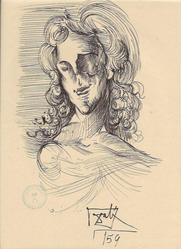 Salvado Dali Drawing on Paper.Signed and stamp on Verso (1 of 2)