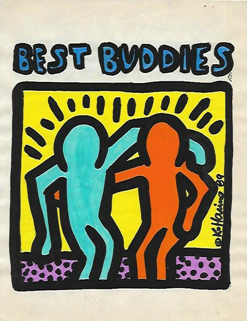 Keith Haring (American, 1958 -1990): Keith Haring (American, 1958 -1990) - Mixed Media Drawing acrylic and marker illustration on Paper signed. is executed in the contemporary, street art style of Keith Haring (American, 1958-1990) The p