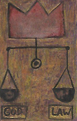 JMB SIGNED - SAMO - SMALL PAINTING POSTCARD. (1 of 2)