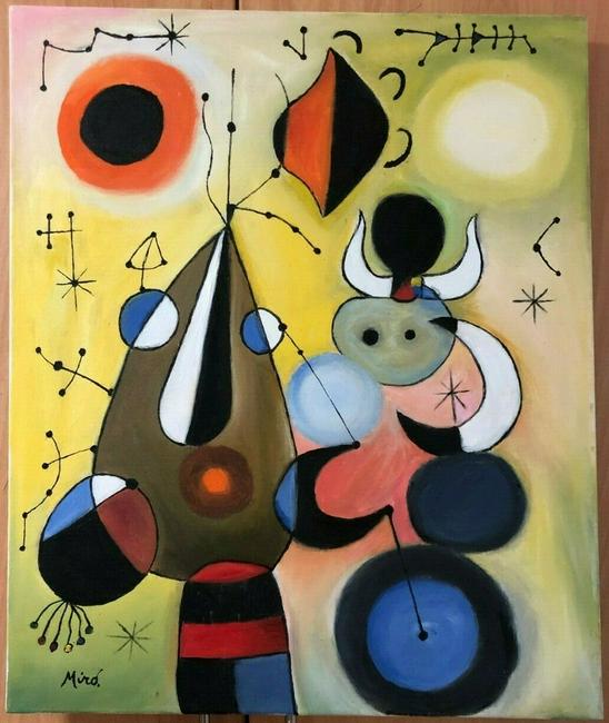 JOAN MIRO OIL PAINTING ON CANVAS SIGNED SEALED 19.7 (1 of 4)