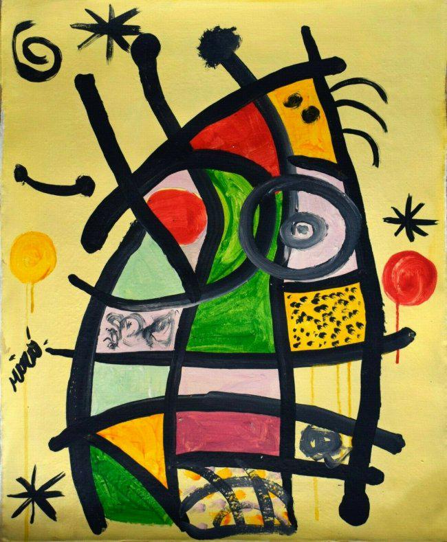 Joan Miro Modern art  abstract oil on canvas signed (1 of 3)