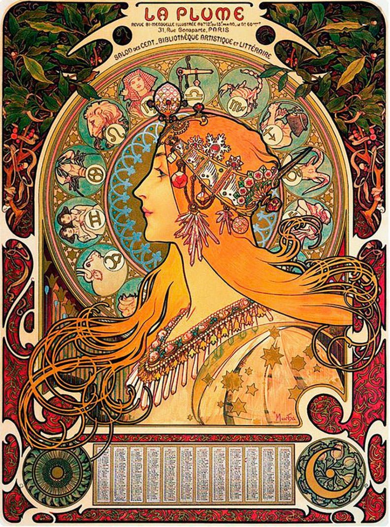 ALPHONSE MUCHA ART NOUVEAU PAINTING PRINT (1 of 1)