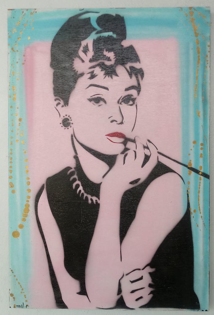 Audrey Hepburn 1961- Pop Art Stencil Painting on Board (1 of 7)