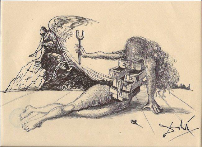 Salvado Dali Drawing on Paper Signed and stamp on Verso (1 of 2)