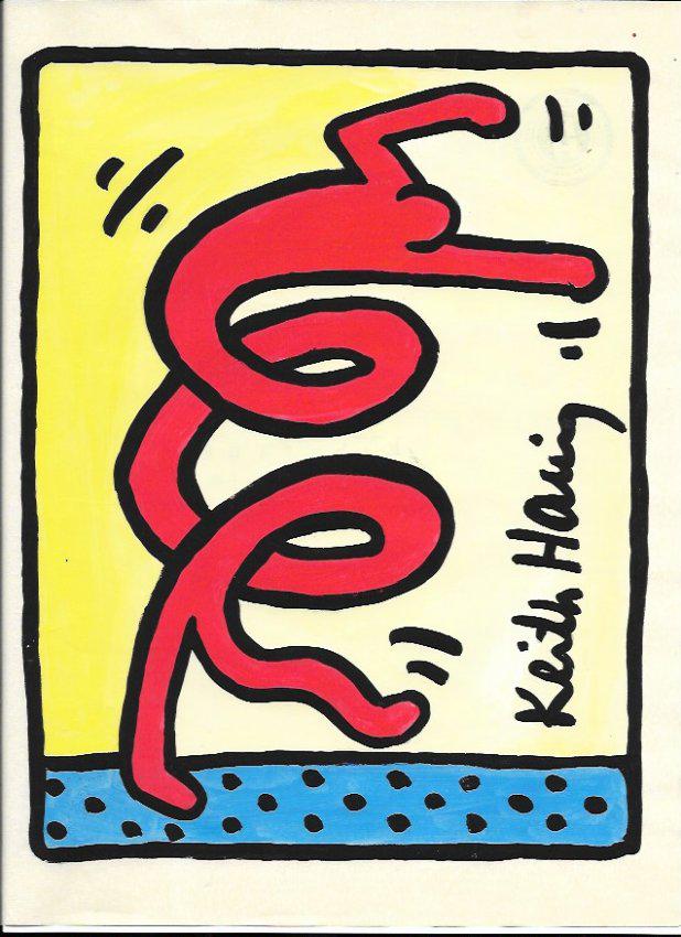 Keith Haring Mix Media Drawing Signed: Keith Haring Mix Media Drawing Signed. New York Collection. Keith Allen Haring (May 4, 1958. February 16, 1990) was an American artist whose pop art and graffiti-like work grew out of the New York Cit