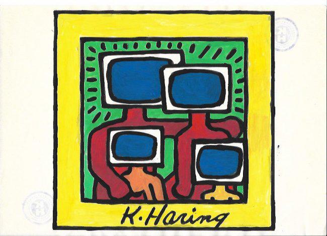 Keith Haring Mix Media Drawing Signed (1 of 2)
