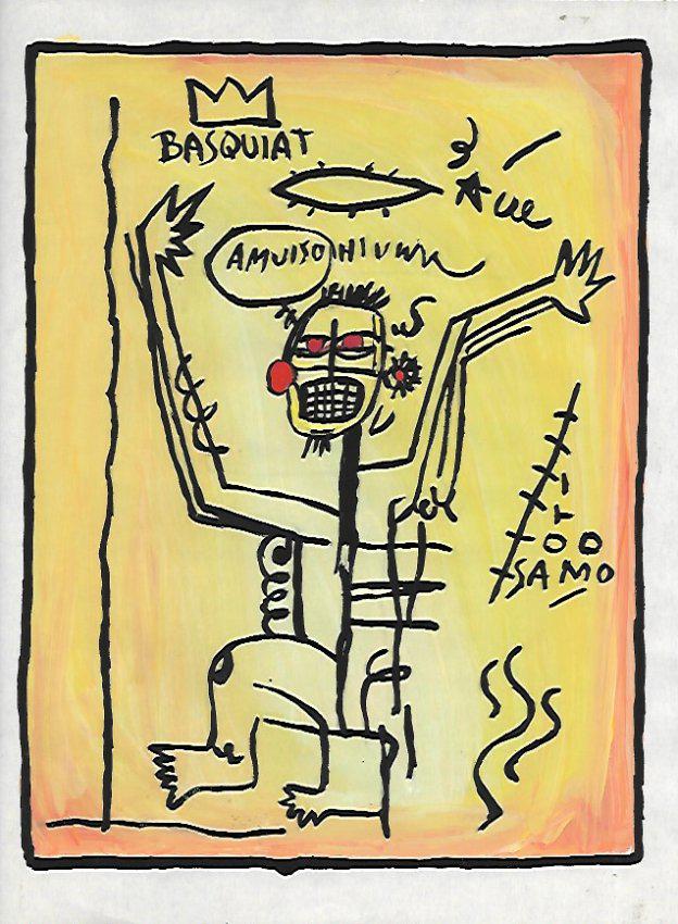 JMB SIGNED - SAMO - SMALL PAINTING POSTCARD. GOOD COND (1 of 2)