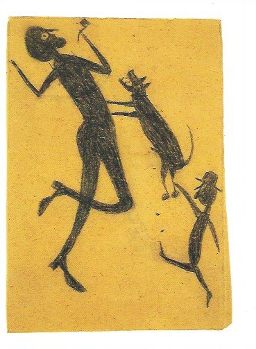 Bill Traylor Outsider Artist Postcard: Bill Traylor Outsider Artist Postcard. Size: 11 x 8 inches. Watercolor on paper.This work is being offered as-is, as in manner of or as style of the artist. William -Bill- Traylor (April 1, 1853– Oc