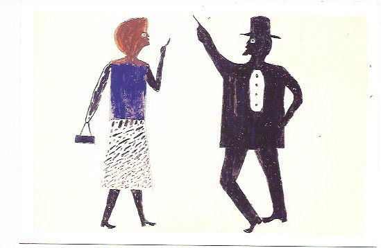 Bill Traylor Outsider Artist Postcard: Bill Traylor Outsider Artist Postcard. Size: 11 x 8 inches. Watercolor on paper.This work is being offered as-is, as in manner of or as style of the artist. William -Bill- Traylor (April 1, 1853– Oc