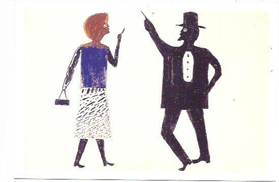 Bill Traylor Outsider Artist Postcard: Bill Traylor Outsider Artist Postcard. Size: 11 x 8 inches. Watercolor on paper.This work is being offered as-is, as in manner of or as style of the artist. William -Bill- Traylor (April 1, 1853Â–