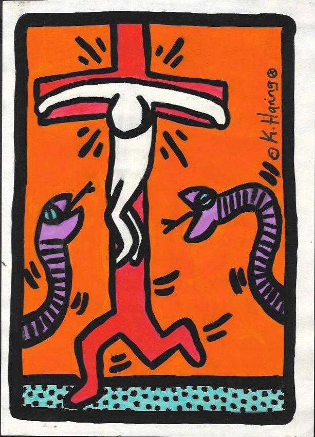 Keith Haring Mix Media Drawing Signed: Keith Haring Mix Media Drawing Signed. New York Collection. Keith Allen Haring (May 4, 1958. February 16, 1990) was an American artist whose pop art and graffiti-like work grew out of the New York Cit