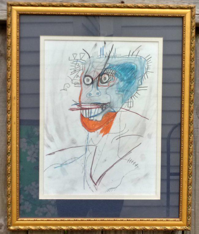 Jean Micheal Basquiat Drawing on Paper Framed (1 of 4)