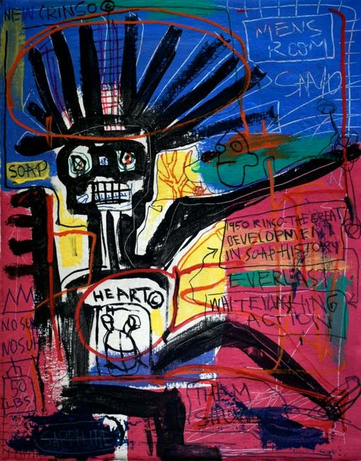 Jean Michel Basquiat Abstract on Canvas: Jean Michel Basquiat Abstract on Canvas Signed on Verso. Good condition, no losses, needs stretching. No COA, no supporting papers, sold in the manner of Artist . Size: 17 1/2 x 18. 1/2.Good condition