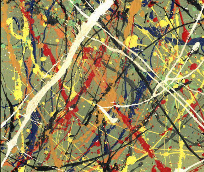 Jackson Pollock Abstract Painting: Jackson Pollock Abstract Painting on Paper -Approx Painting Size: 15 x 11 Inches. Painting is done in the modern, abstract expressionist style for which Pollock is known. It is being sold in the manne