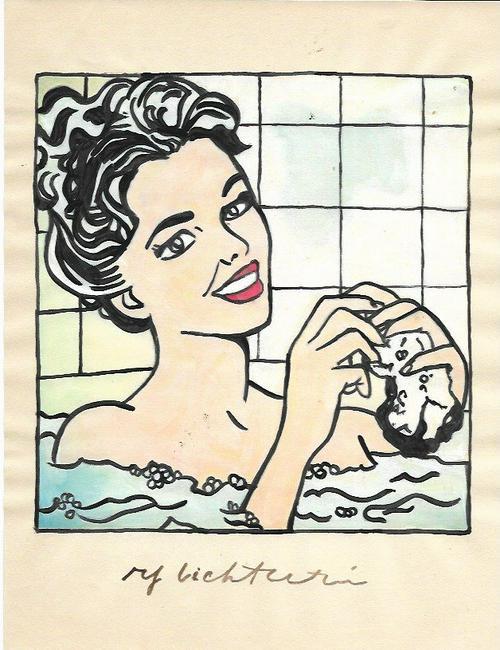 Roy Lichtenstein Drawing: The Style of Roy Lichtenstein drawing on Paper.Size 11 1/2 x 8. Unframed. Provenance: Private Collector, NY. No Coa. Roy Fox Lichtenstein (October 27, 1923 - September 29, 1997) was an American pop ar