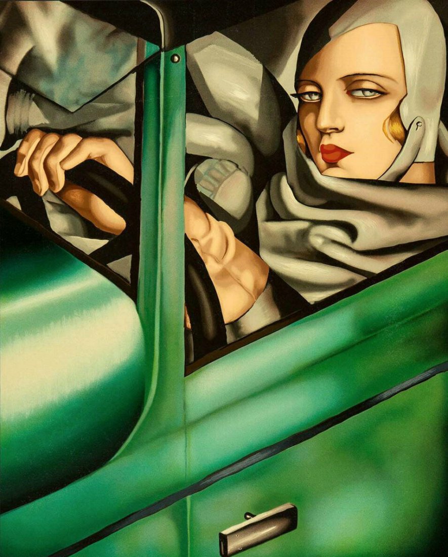 Tamara de Lempicka Print On Canvas: Tamara de Lempicka Print On Canvas . Unframed. Size: 20 x 24 . Provenance: NY Collector. NO documents or Authenticity. Sold as is. In the style and manner of Artist. Good conditiob See Photo