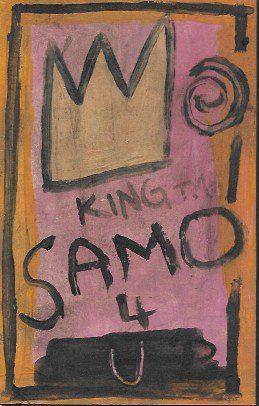 JMB SIGNED - SAMO - SMALL PAINTING POSTCARD (1 of 2)