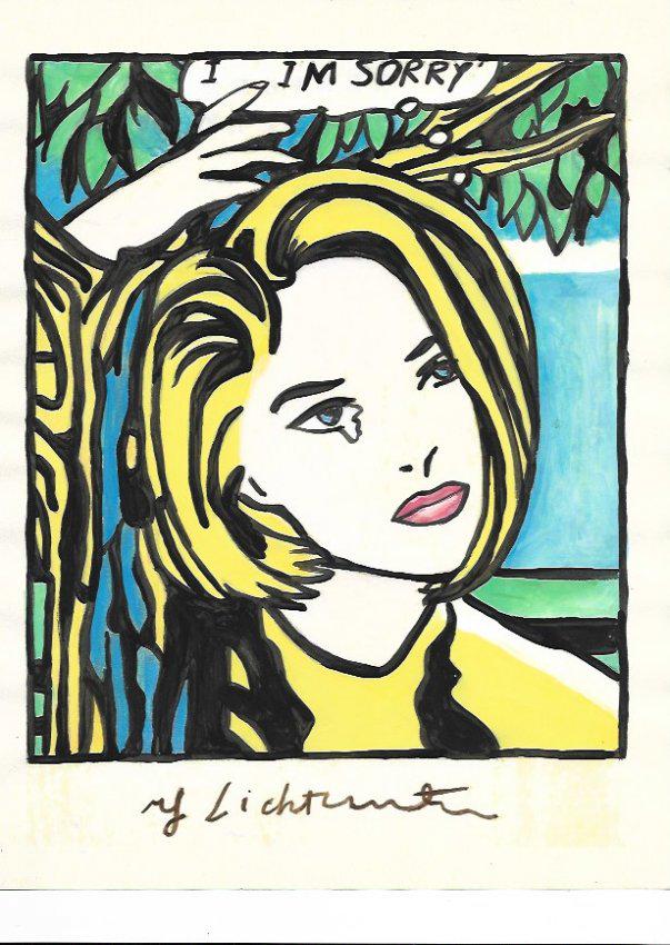 The Style of Roy Lichtenstein drawing: The Style of Roy Lichtenstein drawing on Paper.Size 11 1/2 x 8. Unframed. Provenance: Private Collector, NY. No Coa. Roy Fox Lichtenstein (October 27, 1923 - September 29, 1997) was an American pop ar