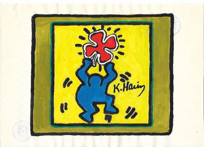 Keith Haring Mix Media Drawing Signed: Keith Haring Mix Media Drawing Signed. New York Collection. Keith Allen Haring (May 4, 1958. February 16, 1990) was an American artist whose pop art and graffiti-like work grew out of the New York Cit