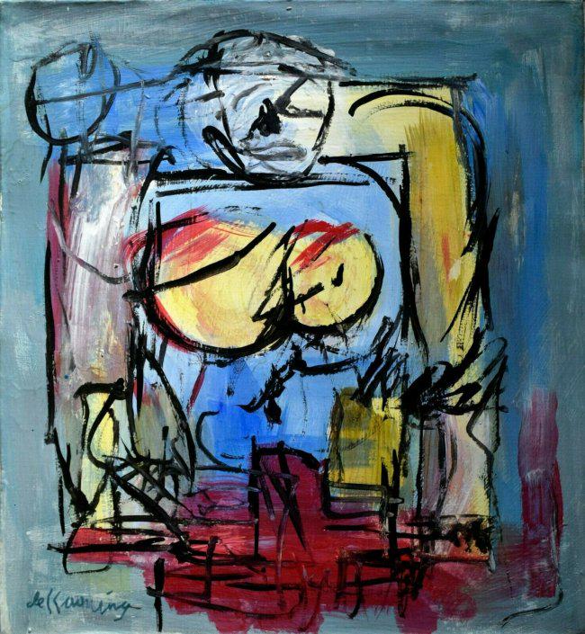 Abstract Painting Signed De Kooning, Modern Old 20th Ce (1 of 4)