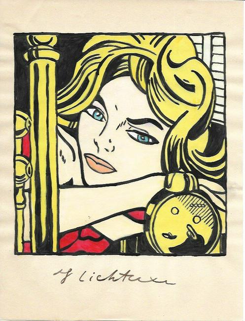 The Style of Roy Lichtenstein drawing: The Style of Roy Lichtenstein drawing on Paper.Size 11 1/2 x 8. Unframed. Provenance: Private Collector, NY. No Coa. Roy Fox Lichtenstein (October 27, 1923 - September 29, 1997) was an American pop ar